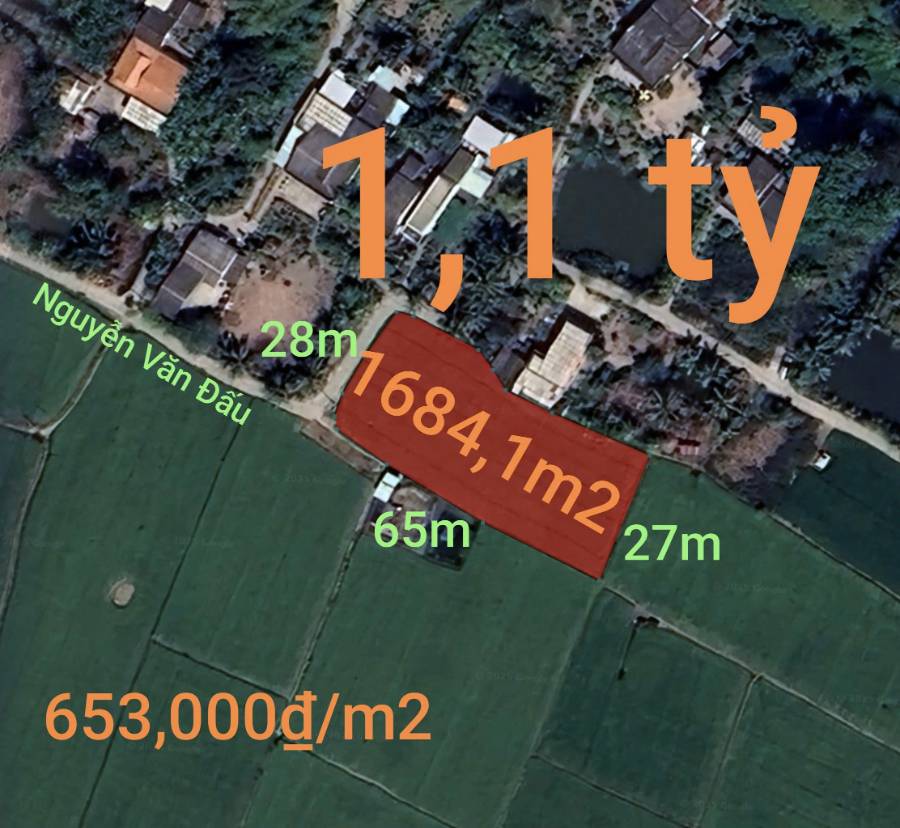 Bán gấp đất lúa xã Vàm Cỏ sát Quốc Lộ 50B giá 1,1 tỷ  - Xã Nhựt Ninh  -  Huyện Tân Trụ  - (ảnh - 3)