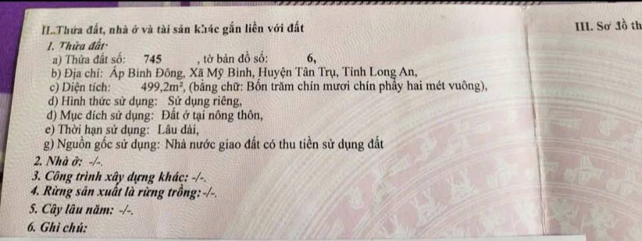 Bán lô đất thổ mặt tiền DT 833D giá 4 tỷ  - Xã Mỹ Bình  -  Huyện Tân Trụ  - (ảnh - 7)