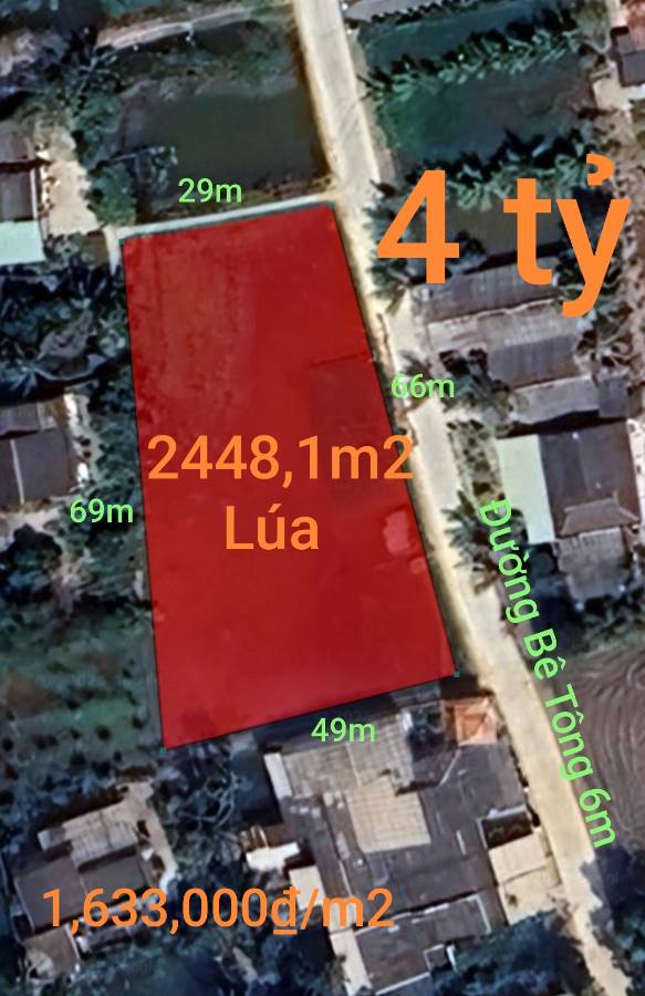 Bán lô đất lúa 4 mặt tiền chuyển thổ phân lô giá chốt 4  tỷ  - Thị trấn Tân Trụ  -  Huyện Tân Trụ  - (ảnh - 0)