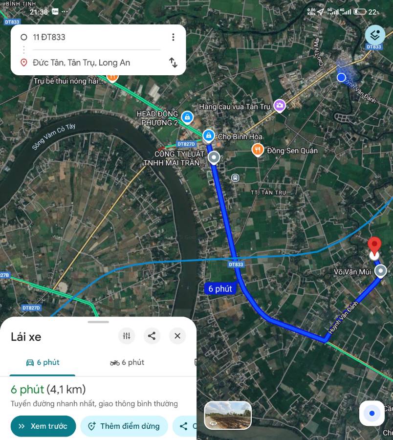 Bán đất lúa chuyển thổ 3 mặt  tiền xã Vàm Cỏ gần Quốc Lộ 50B giá 4,48 tỷ  - Xã Đức Tân  -  Huyện Tân Trụ  - (ảnh - 4)