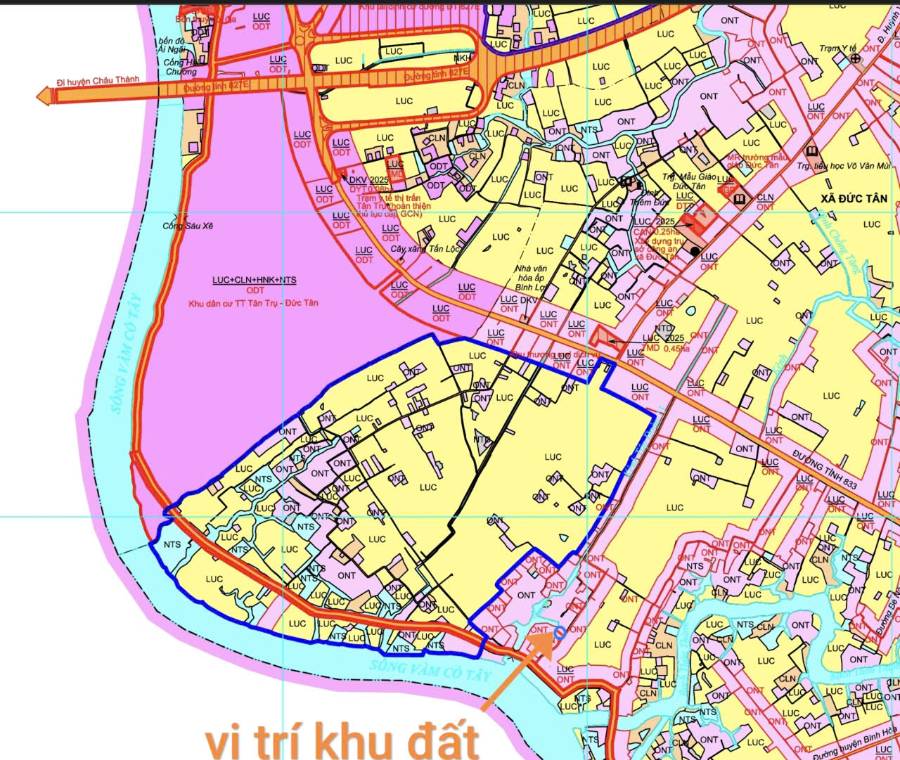 Bán gấp lô đất thổ mặt tiền đường nhựa 5 m giá 550 triệu  - Xã Đức Tân  -  Huyện Tân Trụ  - (ảnh - 1)