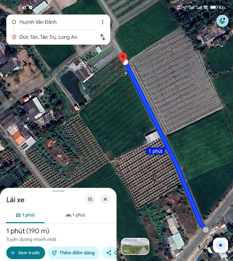 Bán đất lúa chuyển thổ xã Vàm Cỏ gần Quốc Lộ 50B giá 1,6 tỷ  - Xã Đức Tân  -  Huyện Tân Trụ  - (ảnh - 3)