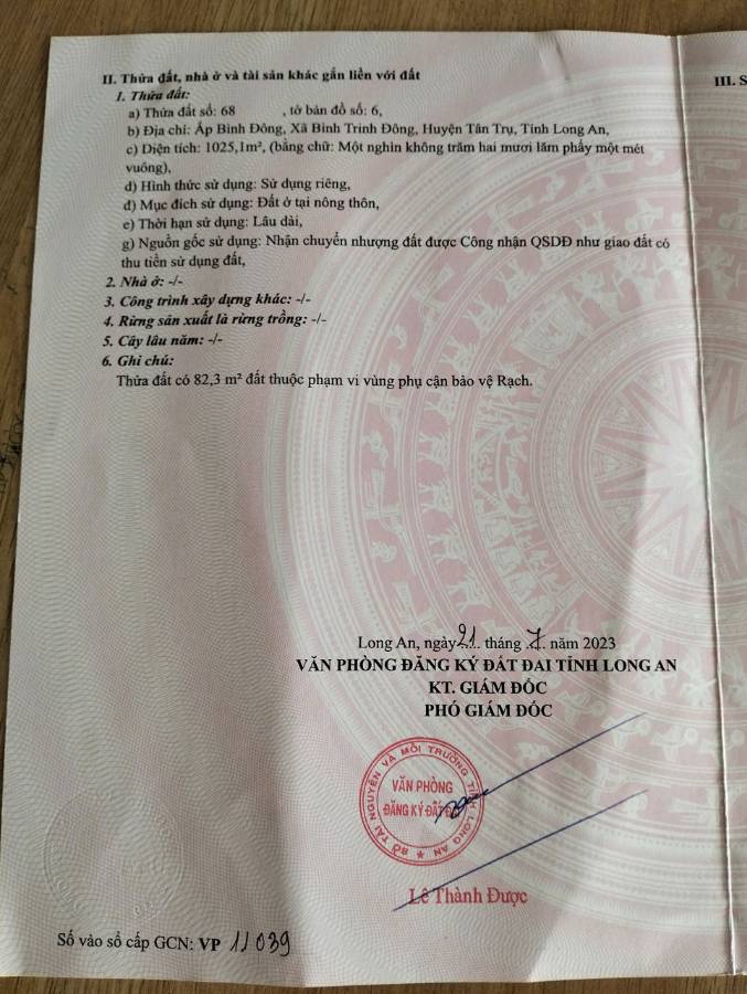 Bán lô đất thổ không dính quy hoạch giá 3,3 tỷ  - Xã Bình Trinh Đông  -  Huyện Tân Trụ  - (ảnh - 3)