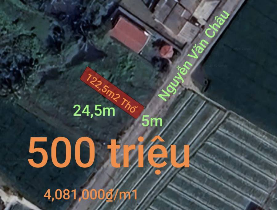 Bán gấp lô đất thổ mặt tiền đường Nguyễn văn Châu giá 500 triệu - Xã Đức Tân  -  Huyện Tân Trụ  - (ảnh - 1)