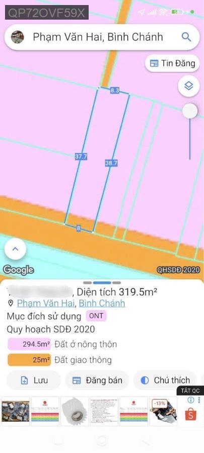 Bán đất - Xã Phạm Văn Hai  -  Huyện Bình Chánh  - 320m² - 4.9tỷ - (ảnh - 0)