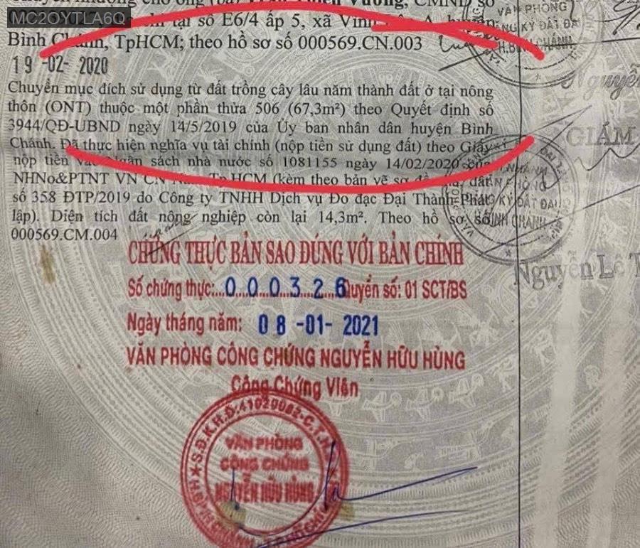 Bán đất - Xã Vĩnh Lộc A  -  Huyện Bình Chánh  - 100m² - 2.7tỷ - (ảnh - 0)