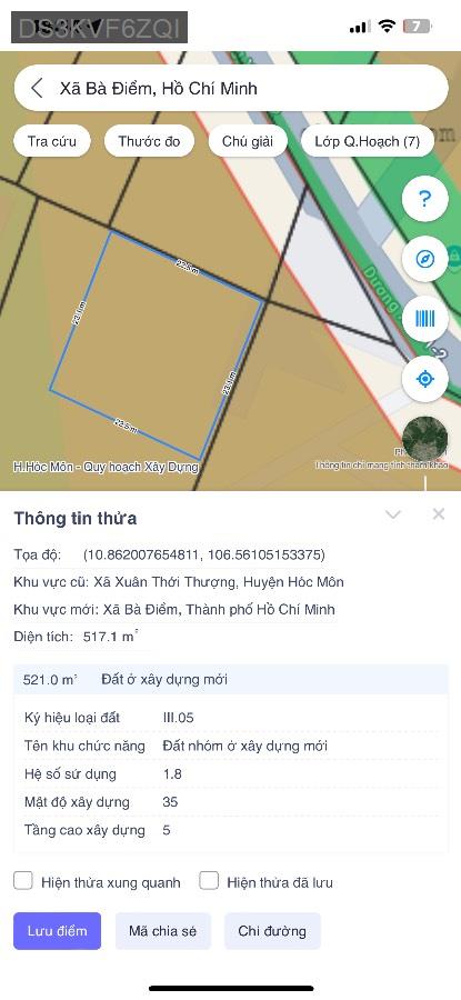 Bán đất hóc môn dt:517m giá 1tỉ850 tl  - Xã Bà Điểm  -  Huyện Hóc Môn  - (ảnh - 2)