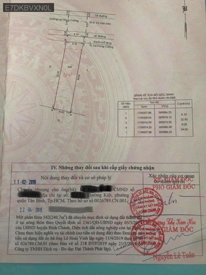 Bán đất thổ cư Mt đường lại hùng cường 14tỉ  - Xã Vĩnh Lộc B  -  Huyện Bình Chánh  - (ảnh - 0)