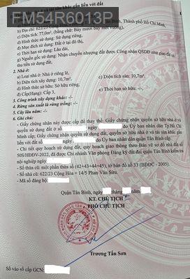 Bán gấp nhà chính chủ Cộng Hòa, P. 13, Q. Tân Bình, HCM, 77m2, 9.9 tỷ - Phường 13  -  Quận Tân Bình 