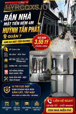 🚀 NHÀ MỚI 3PN  3,4x7m HẺM 4M, CHỈ 40M RA HUỲNH TẤN PHÁT – 3,55 TỶ - Phường Tân Thuận Đông  -  Quận 7 