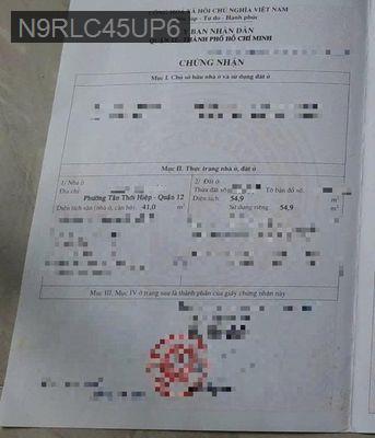Bán nhà quận 12 - Phường Tân Thới Hiệp  -  Quận 12 