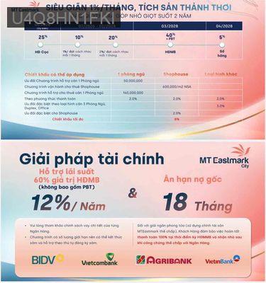 Mua nhà MT Eastmark Thanh toán 1%/tháng. HTLS tới 12%/18 tháng - Phường Long Trường  -  Quận 9 