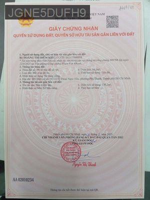 Bán gấp nhà Thoại Ngọc Hầu trệt lầu 4p ngủ 3W - Phường Phú Thạnh  -  Quận Tân Phú 