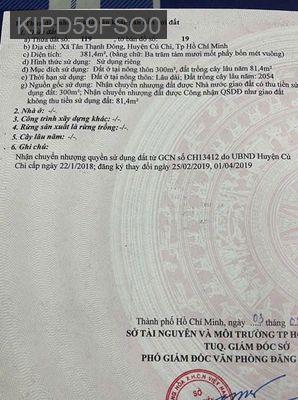 Chinh chủ ban đất Tân Thạnh Đông, Củ Chi, DT 10x39m, - Xã Tân Thạnh Đông  -  Huyện Củ Chi  Chinh chủ ban đất Tân Thạnh Đông, Củ Chi, DT 10x39m, - Xã Tân Thạnh Đông  -  Huyện Củ Chi