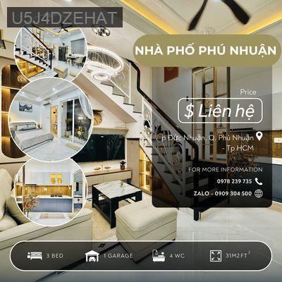 Nhà phố diện tích lớn + 3 PN master + 4WC + Full NT giá chỉ 6ty6 - Phường 5  -  Quận Phú Nhuận 