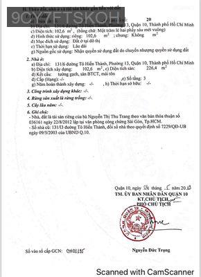 Bán nhà 131 Tô Hiến Thành - Phường 13  -  Quận 10 