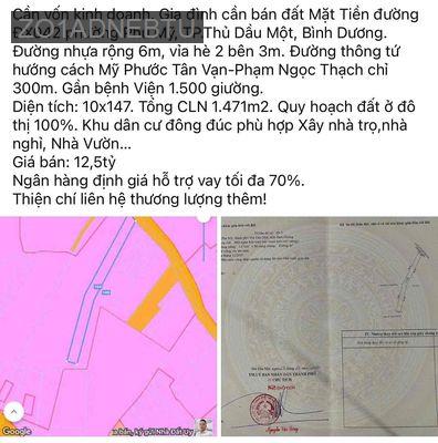 Đất mặt tiền đường ĐX042 PHÚ MỸ - Phường Phú Mỹ  -  Thành phố Thủ Dầu Một 