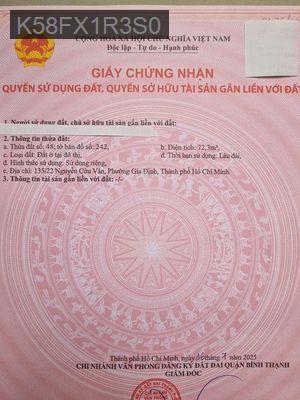 Nhà hai hẻm xe hơi gần giáo xứ Mông Triệu - Phường 17  -  Quận Bình Thạnh 