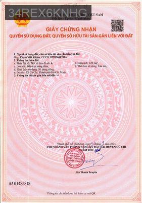 5x25 MT Hồ Văn Tắng Giá 1ty 450tr,Sổ Sẵn, Xây Ngay, Vay 80% - Xã Tân Phú Trung  -  Huyện Củ Chi 