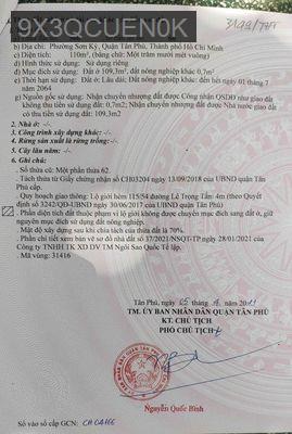 GẤP TRẢ NỢ, LÊ T TẤN TÂN PHÚ, XÂY DV, KS 5.3*21 - Phường Sơn Kỳ  -  Quận Tân Phú 