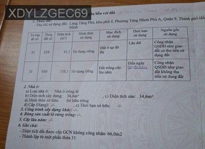 Bán đất (đã có nhà cấp 4) - Phường Tăng Nhơn Phú A  -  Quận 9 