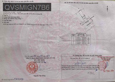 Đất chính chủ cần bán - Xã Hòa Phú  -  Huyện Củ Chi 