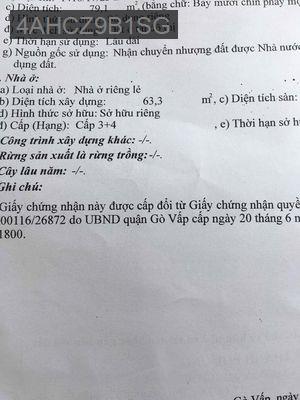 Bán nhà - Phường 15  -  Quận Gò Vấp  - 90m² - 7.9tỷ
