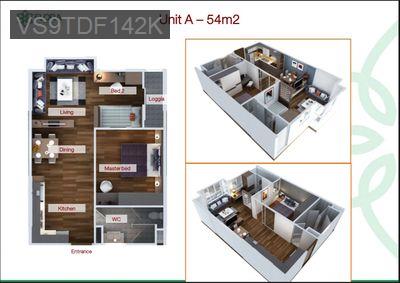 Căn hộ Flora Fuji 55M² 1PN 1WC Nhà trống Giá 3.15 tỷ - Phường Phước Long B  -  Quận 9 