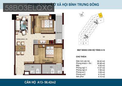 Duy nhât căn góc Blusky Tower ( HQC Bình Trưng Đông), Quận 2,  2.2 tỷ - Phường Bình Trưng Đông  -  Quận 2 