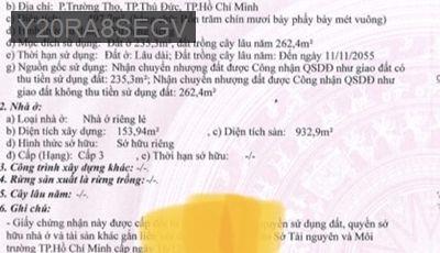 Bán nhà - Phường Trường Thọ  -  Quận Thủ Đức  - 497m² - 94tỷ