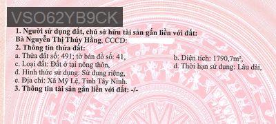 Đất khó kiếm full thổ cư diện tích lớn hướng đông nam gần cầu Bà Tượng - Xã Tân trạch  -  Huyện Cần Đước 