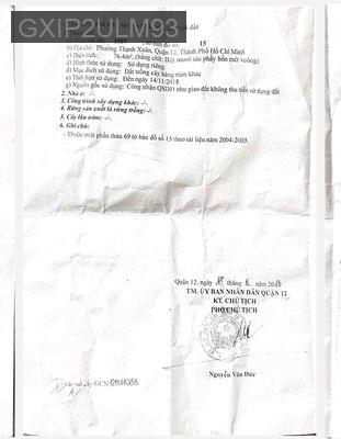 đất thổ cư sổ Hồng riêng 4x18 - Phường Thạnh Xuân  -  Quận 12 