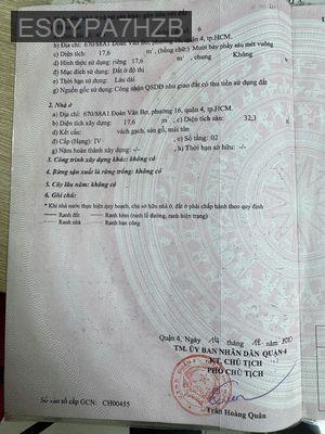Chính Chủ Cần Bán Nhà Đoàn Văn Bơ  Quận 4 Giá 2 Tỷ 250 Thương lượng - Phường 16  -  Quận 4 