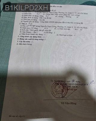 Bán gấp nhà 51m2 Nguyễn Ngọc Cung, p16. Hẻm rộng 3m cách MT chỉ 35m - Phường 16  -  Quận 8 