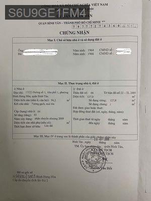 Cần bán nhà ngang 5 dài 25 hiếm có - Phường Bình Hưng Hòa  -  Quận Bình Tân 