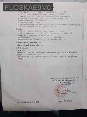 Nhà gần MT Hồ Bá Kiện Q10 82m2 chính chủ - Phường 15  -  Quận 10 