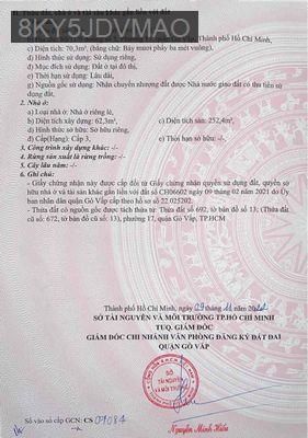 Chính chủ cần bán nhà HXH - Phường 17  -  Quận Gò Vấp 