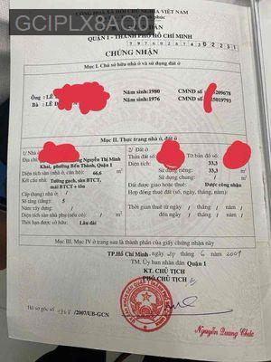 BÁN NHÀ PHỐ Q1 - Phường Bến Thành  -  Quận 1 