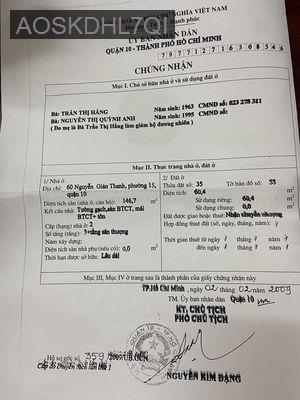 Bán nhà 2 mặt tiền chính chủ trung tâm quân 10 - Phường 15  -  Quận 10 