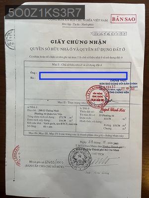 Nhà chính chủ 1 trục hẻm xe tải Thống Nhất, Gò Vấp-133m2 - Phường 16  -  Quận Gò Vấp 