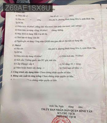 Nhà cần bán gấp - Phường Bình Hưng Hòa A  -  Quận Bình Tân 