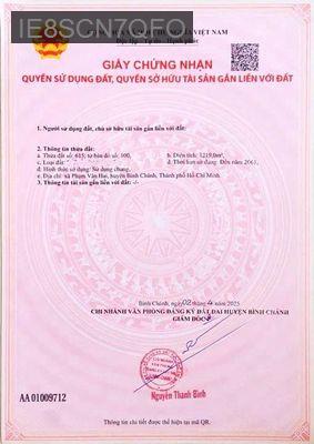 Bán đất thổ cư toàn phần 100/100. - Xã Phạm Văn Hai  -  Huyện Bình Chánh 