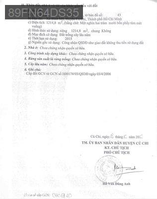 Cần bán đất Bình Mỹ Củ Chi - Xã Bình Mỹ  -  Huyện Củ Chi 