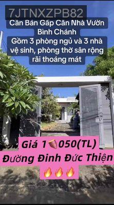 🏠GIA ĐÌNH ĐỊNH CƯ NƠI KHÁC CẦN BÁN CĂN NHÀ 300m2 . 💸Giá 1tỷ050(TL) - Xã Bình Chánh  -  Huyện Bình Chánh 