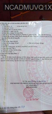 Cần bán gấp - Phường 12  -  Quận Gò Vấp 