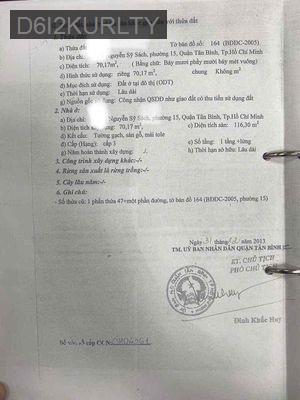 Bán Nhà đường Nguyễn Sỹ Sách - Phường 15  -  Quận Tân Bình 