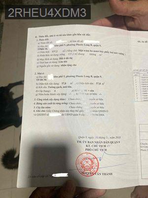 Chỉ 44tr/m2 137,2m2 full thổ CHỈ 6T 30m ra DƯƠNG ĐÌNH HỘI, XÂY 4 TẦNG - Phường Phước Long B  -  Quận 9 