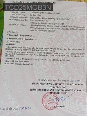cần bán lô đất đẹp chính chủ  công chứng trong ngày - Xã Tân Thới Nhì  -  Huyện Hóc Môn 