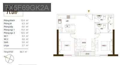 Bán căn hộ Grand Riverside 2PN 2WC, 71m2  Thiết kế vuông vức siêu đẹp - Phường 2  -  Quận 4 