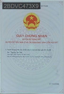Bán đất nông nghiệp - Xã Đức Lập Hạ  -  Huyện Đức Hòa 